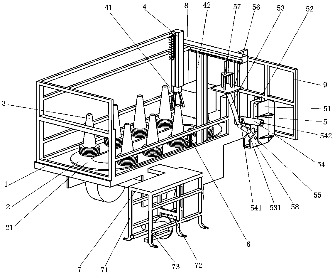 Automatic collecting and placing equipment for reflecting cones