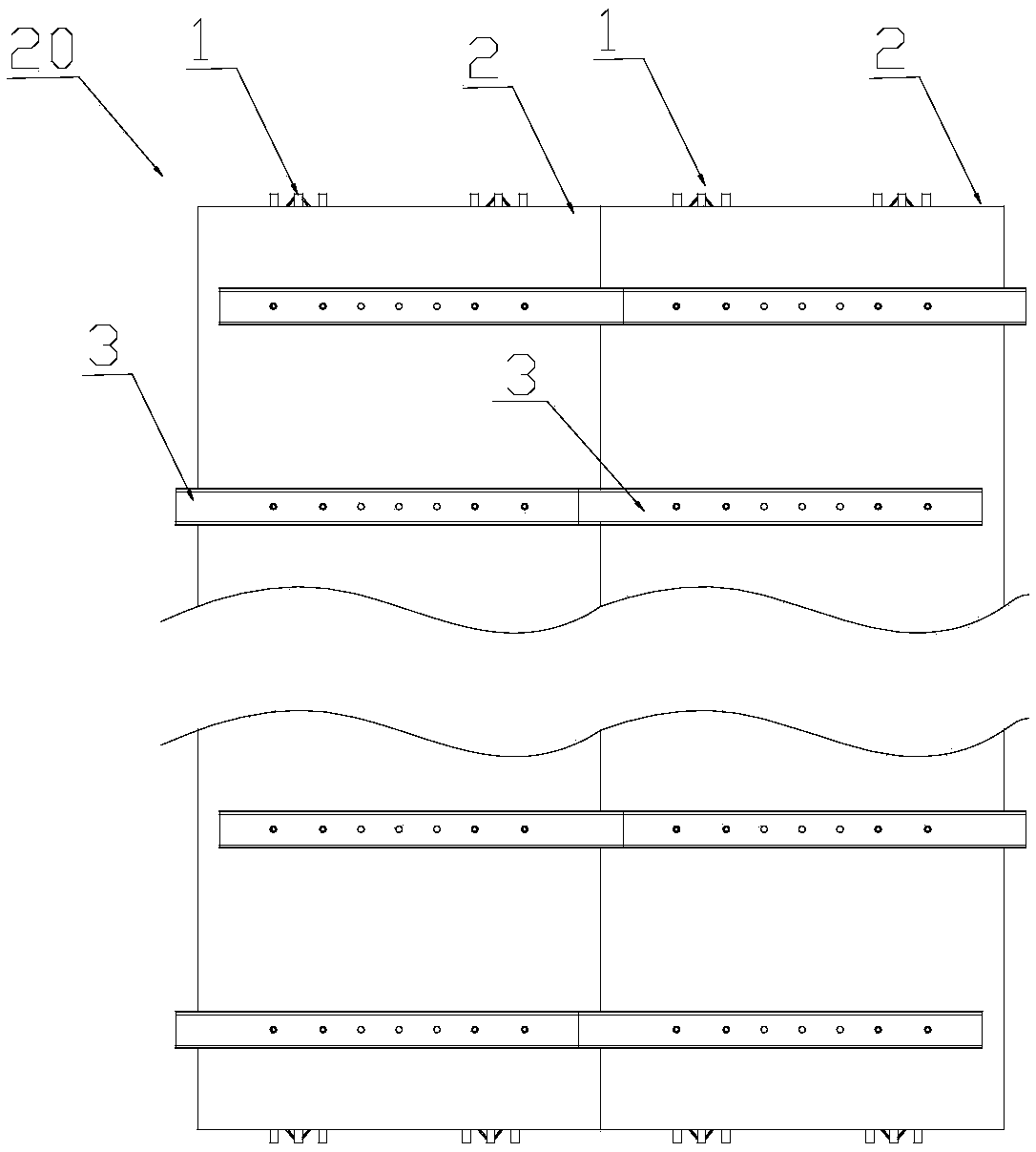 End supporting joint structure for steel bar truss plates crossing frame structure