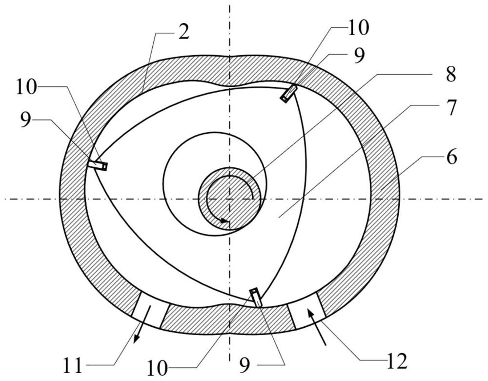 A triangular rotor engine combined cylinder molded line design method