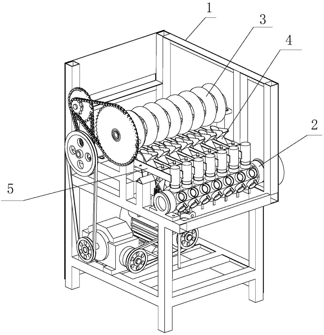 A bionic percussion arm pecan shell breaker