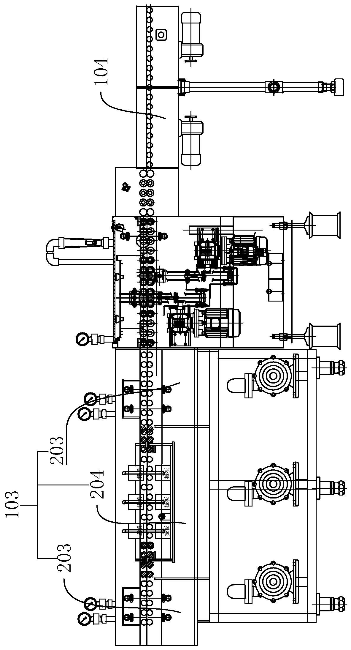 Horizontal glue residue removal and copper assembly line and glue residue removal and copper method