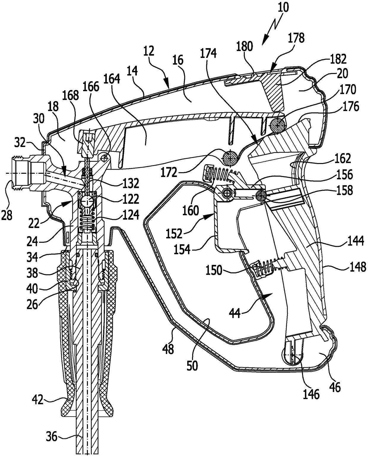 Valve gun for a high-pressure cleaning device