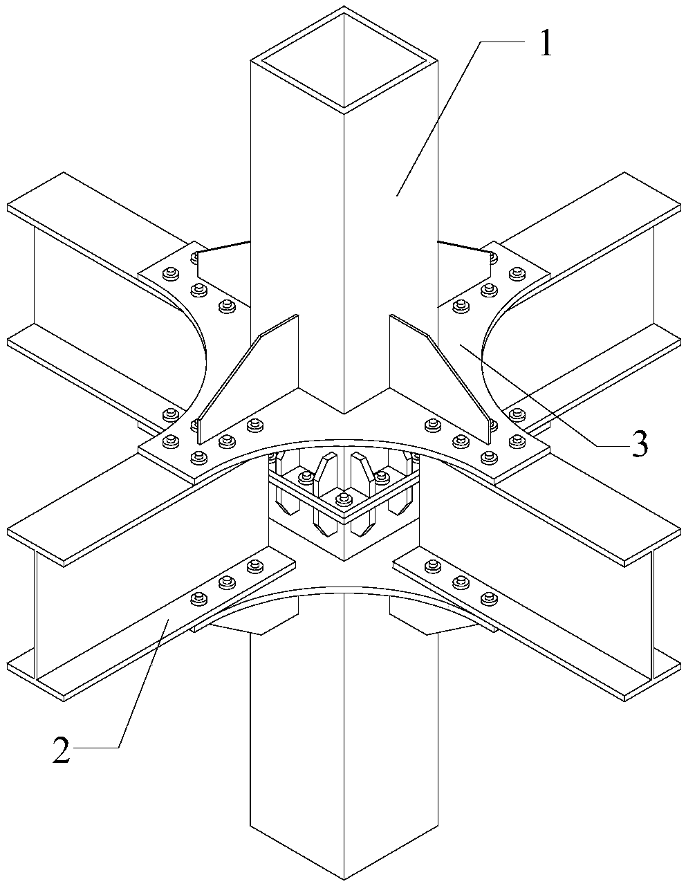 Separated bracket node structure for steel structure beam column connection, manufacturing method and residential structure system