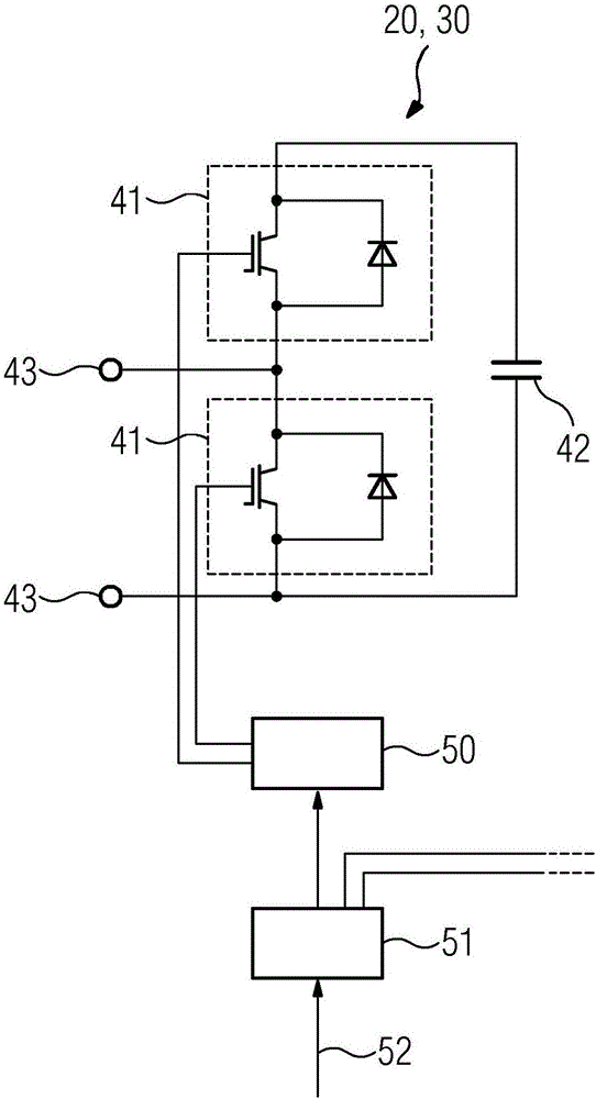Modular converter circuit having sub-modules, which are operated in linear operation