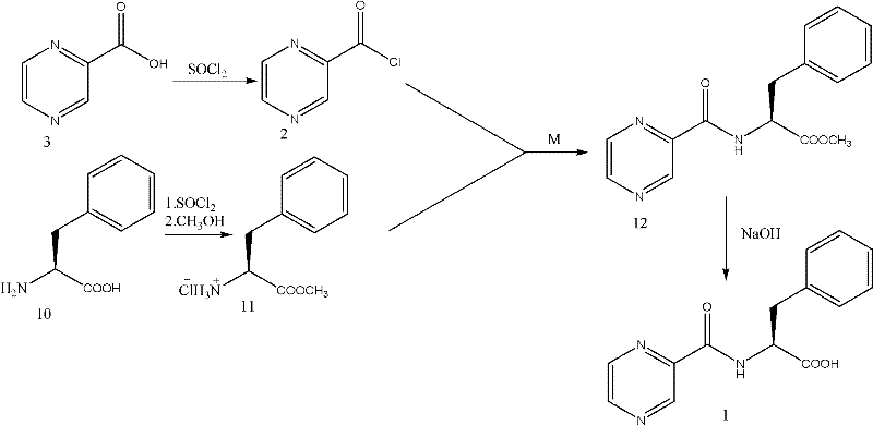 Preparation method of N-(pyrazine-2-radical carbonyl)-L-phenyl alanine