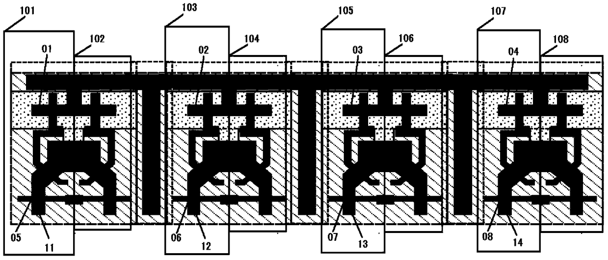 A layout structure of well-isolated anti-SEU multi-node flipping memory cells