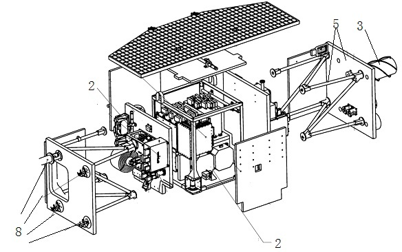 Truss-type satellite structure with central capsule