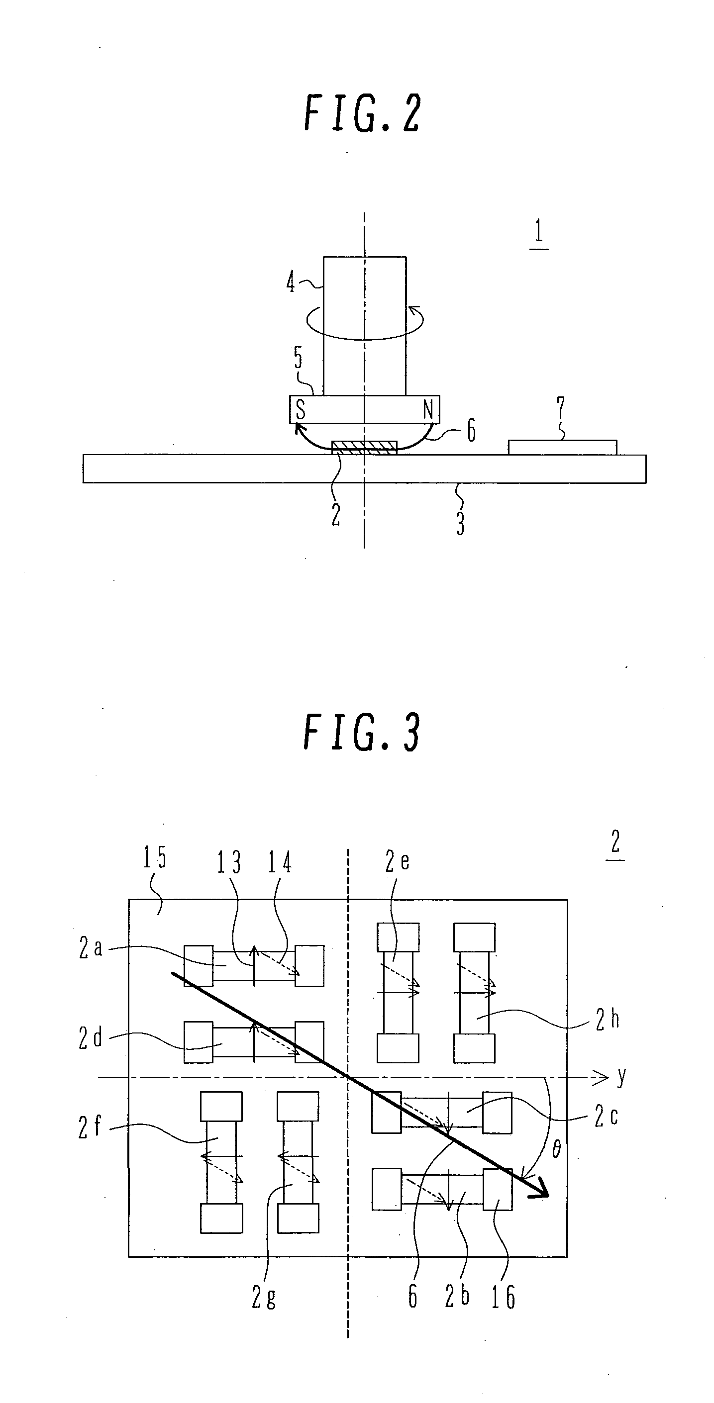 Displacement Sensor Using GMR Elements, Angle Sensor Using GMR Elements, And Semiconductor Device Used For Them
