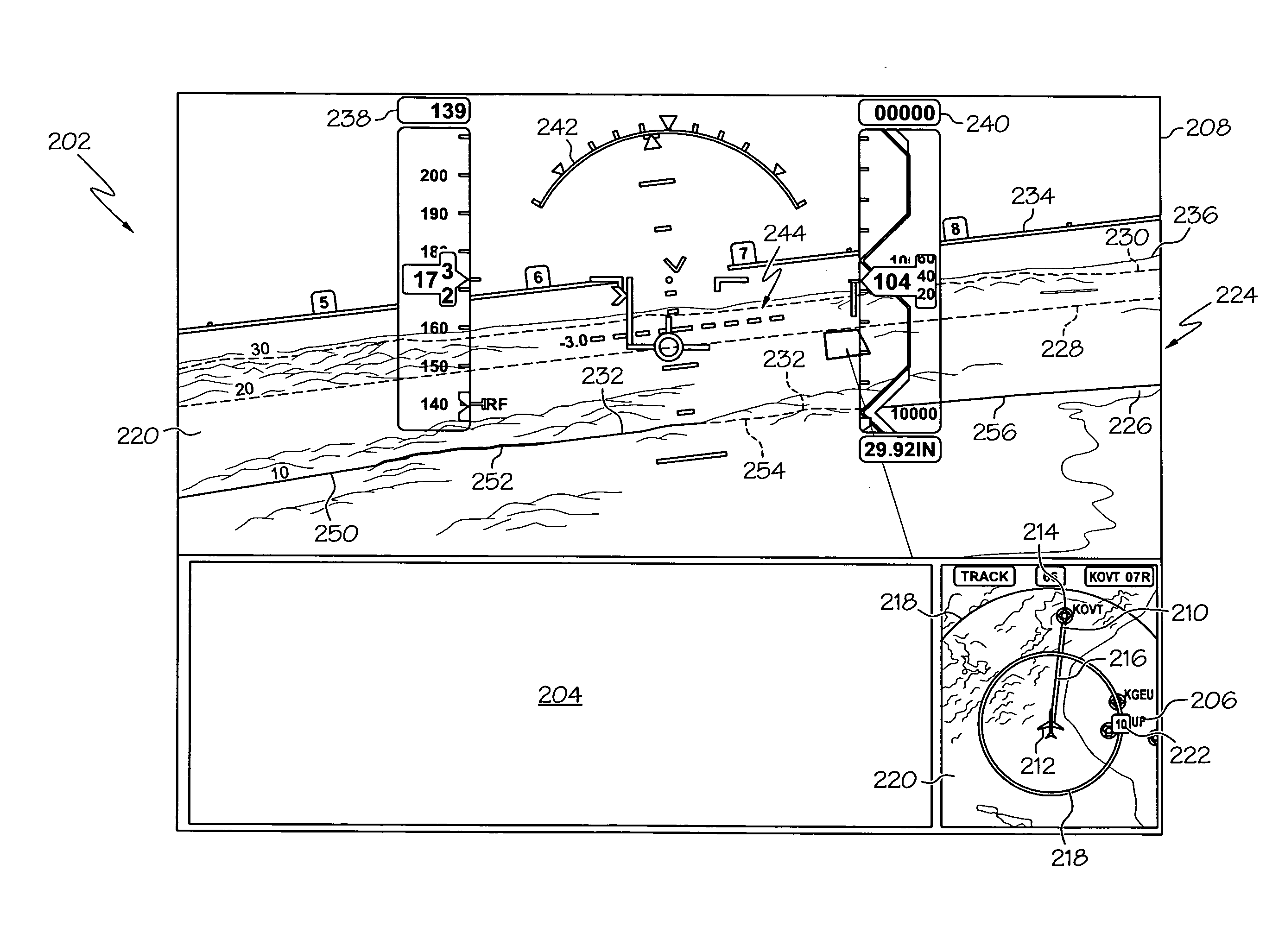 Perspective view primary flight display system and method with range lines