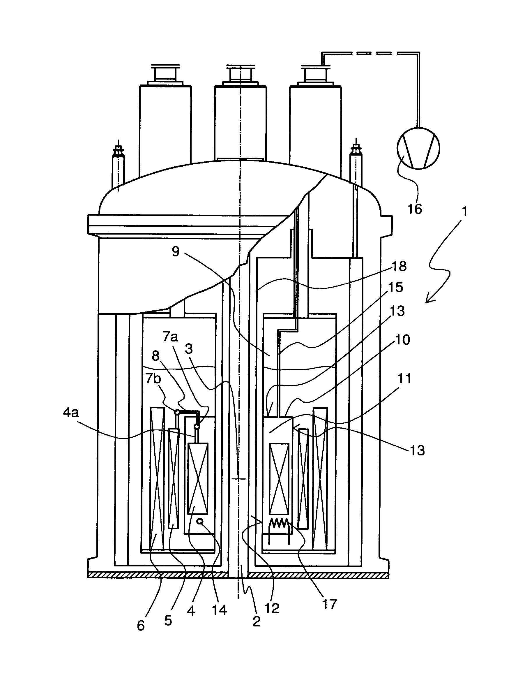 Cryostat having a magnet coil system, which comprises an LTS section and an encapsulated HTS section