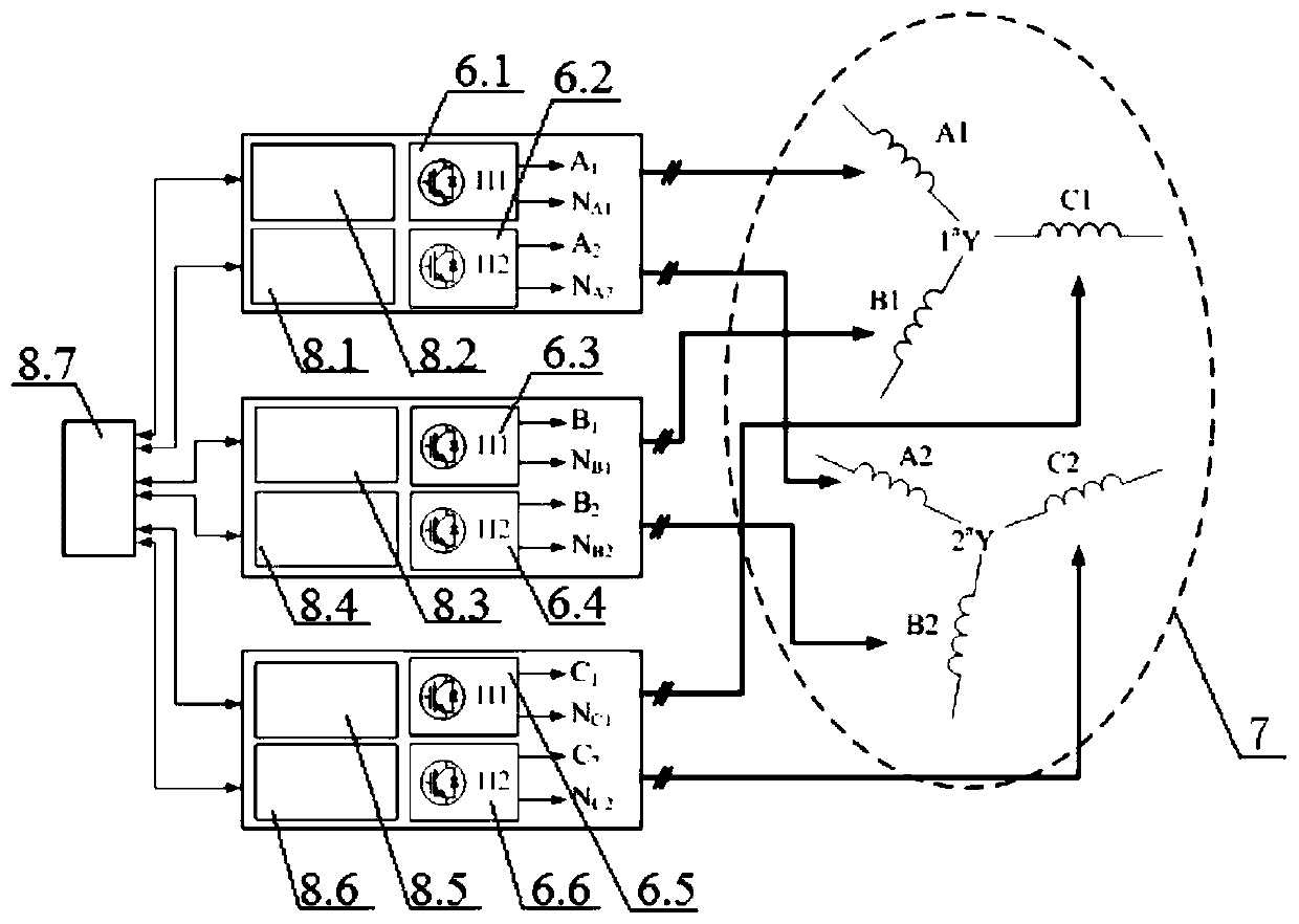 A six-phase linear induction motor energy chain switching control system and method