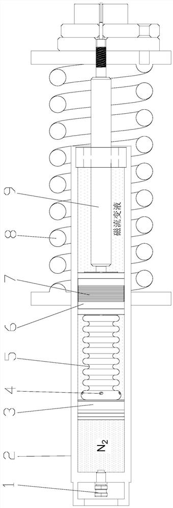 Magnetorheological Shock Absorber with Bellows Deformation Suction Discharge