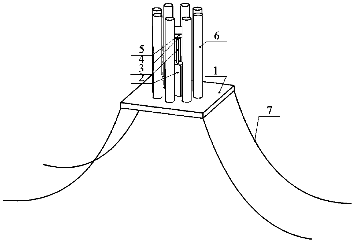 A point-suction wave energy generation device based on multi-pile wave gathering