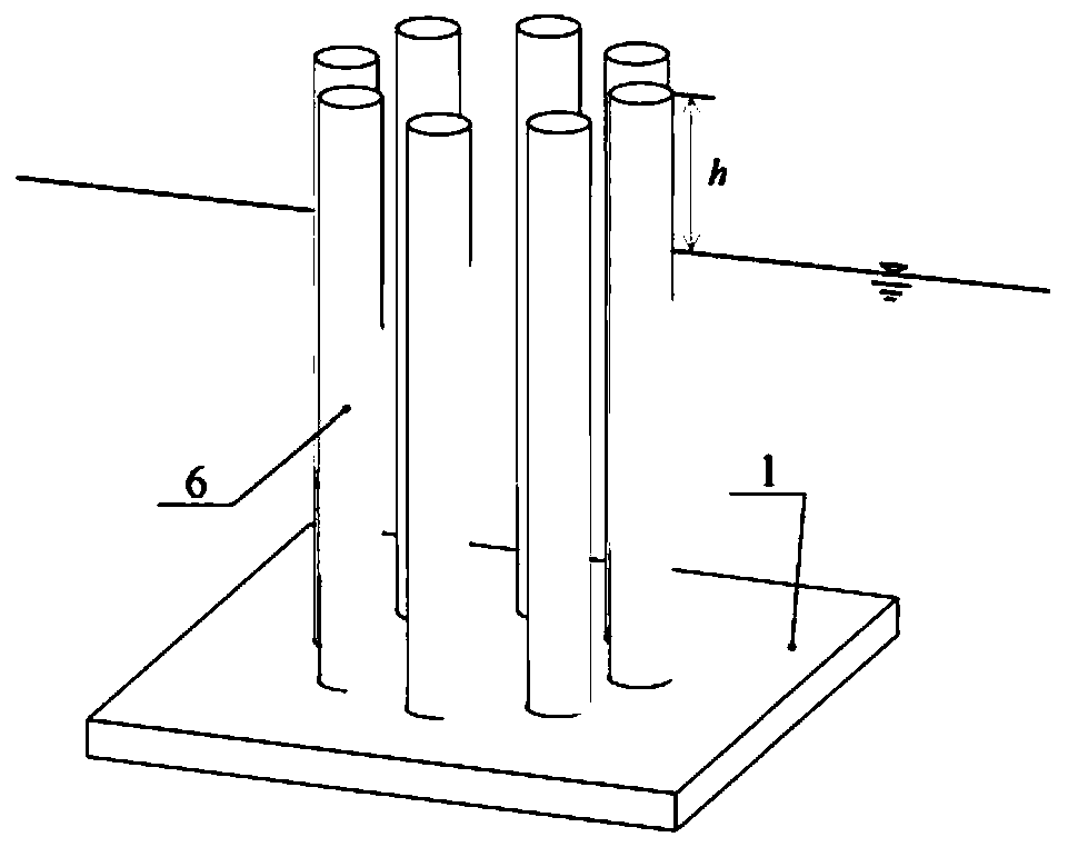 A point-suction wave energy generation device based on multi-pile wave gathering