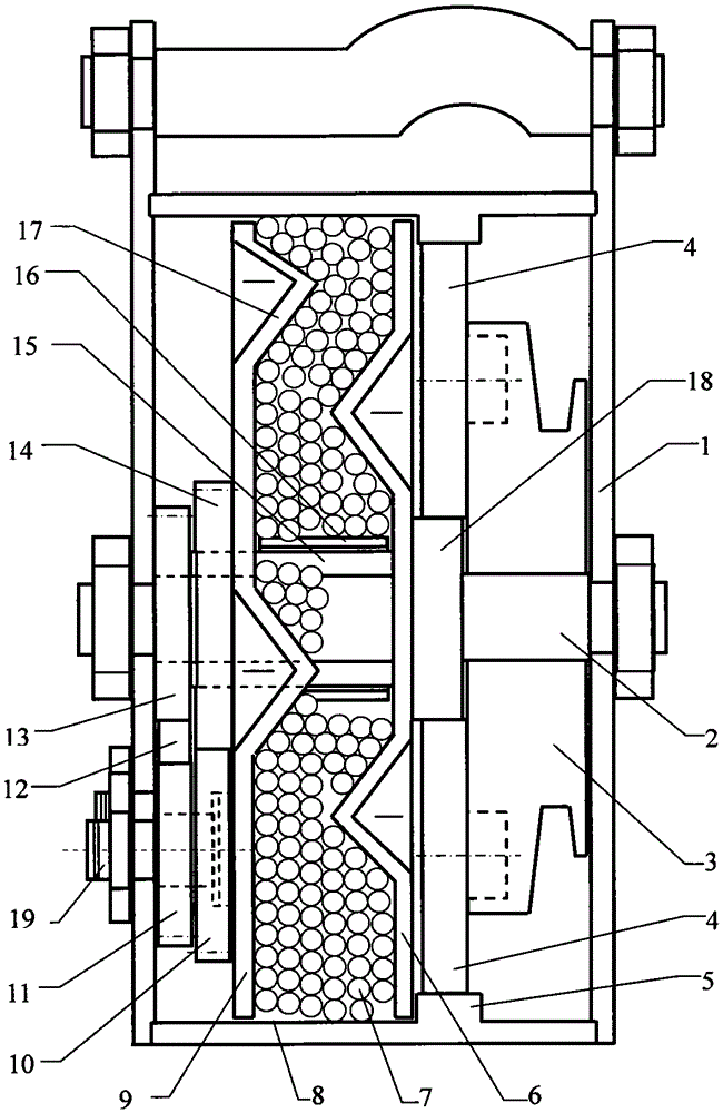 A kind of slow descender damping device for metal particle medium