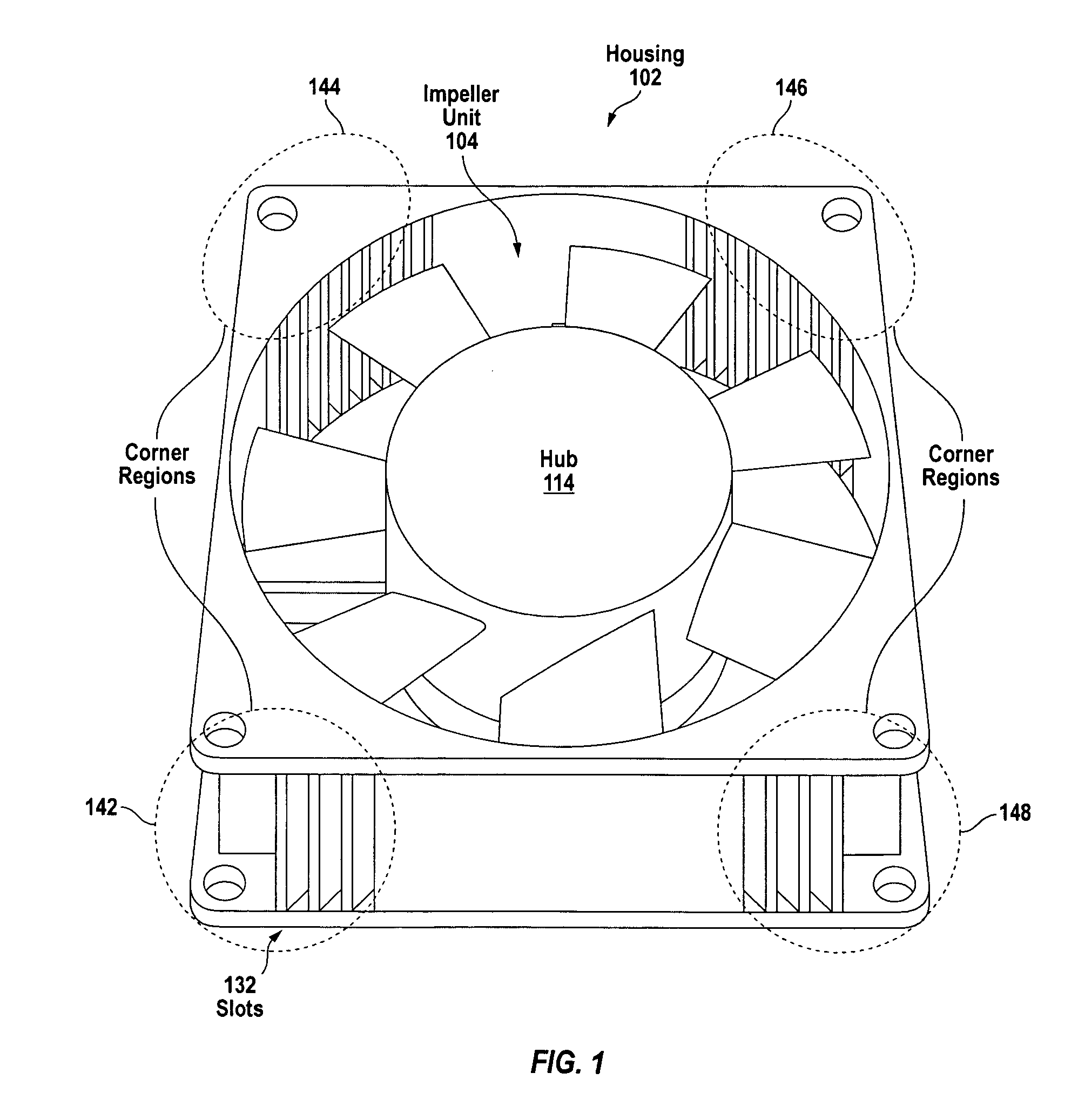 Slots in fan housing to reduce tonal noise