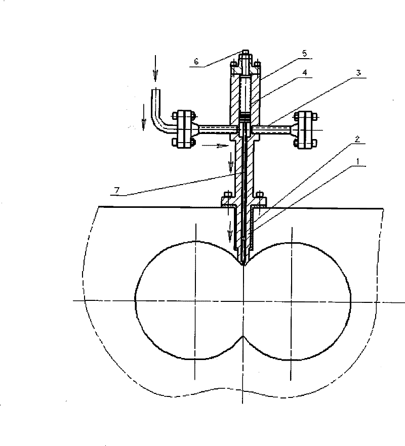 Machine barrel liquid additive agent spray gun device