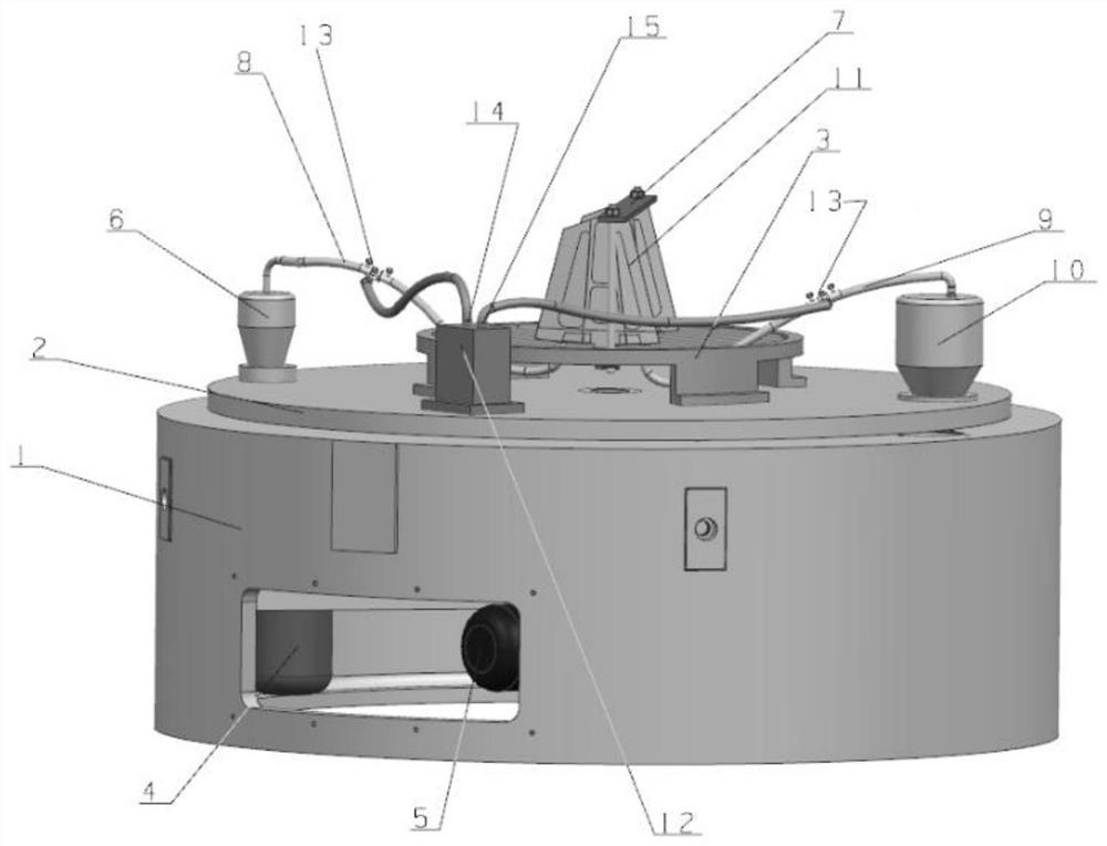 A device for vibrating powder cleaning in the inner cavity and finishing the inner surface of laser selective melting and forming products