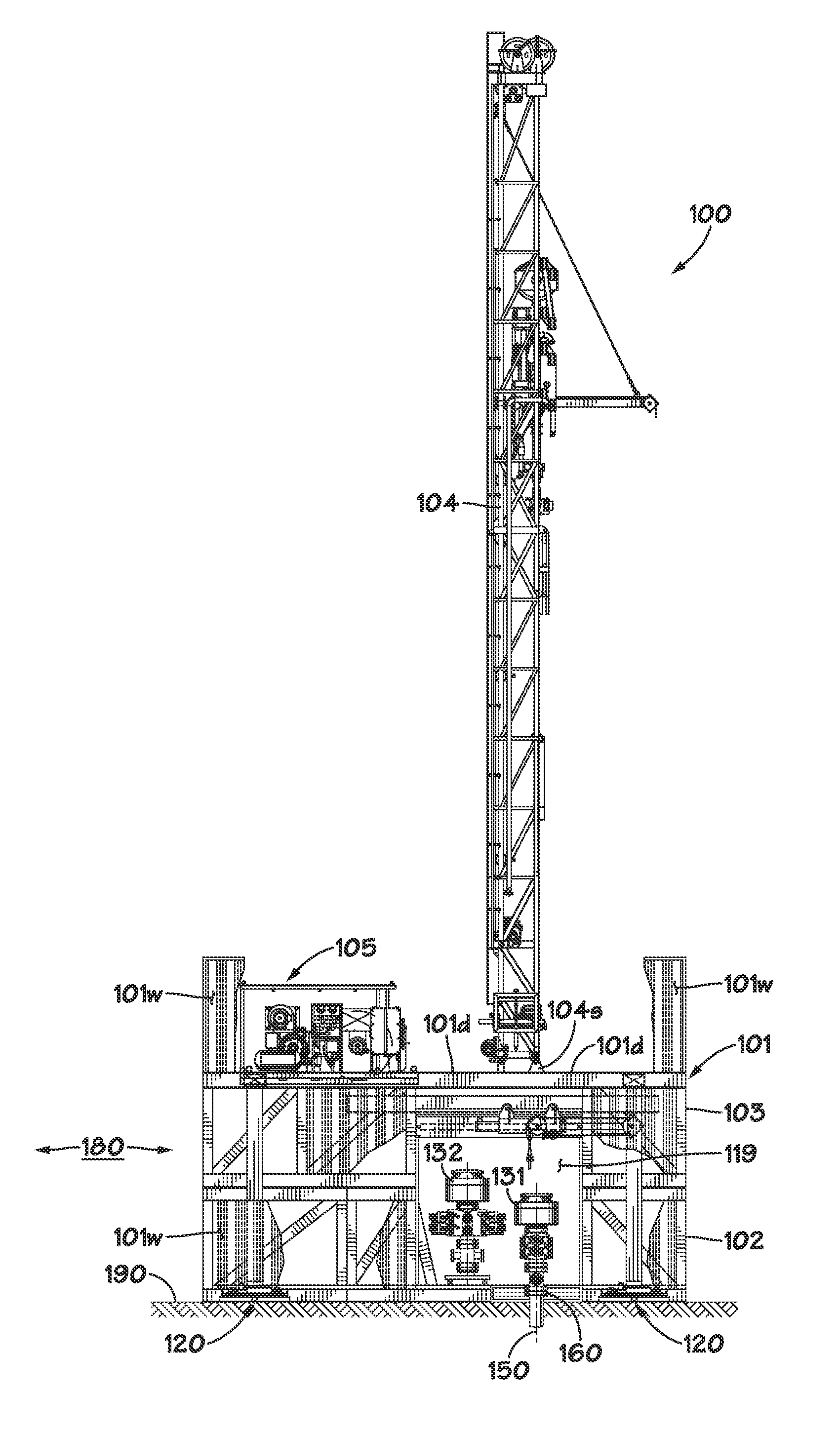 Performing simultaneous operations on multiple wellbore locations using a single mobile drilling rig