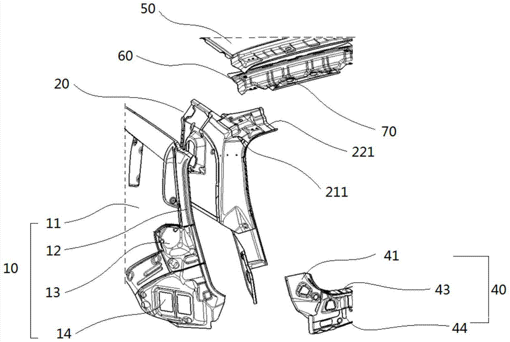 D-pillar structure for automobile and method of making the same