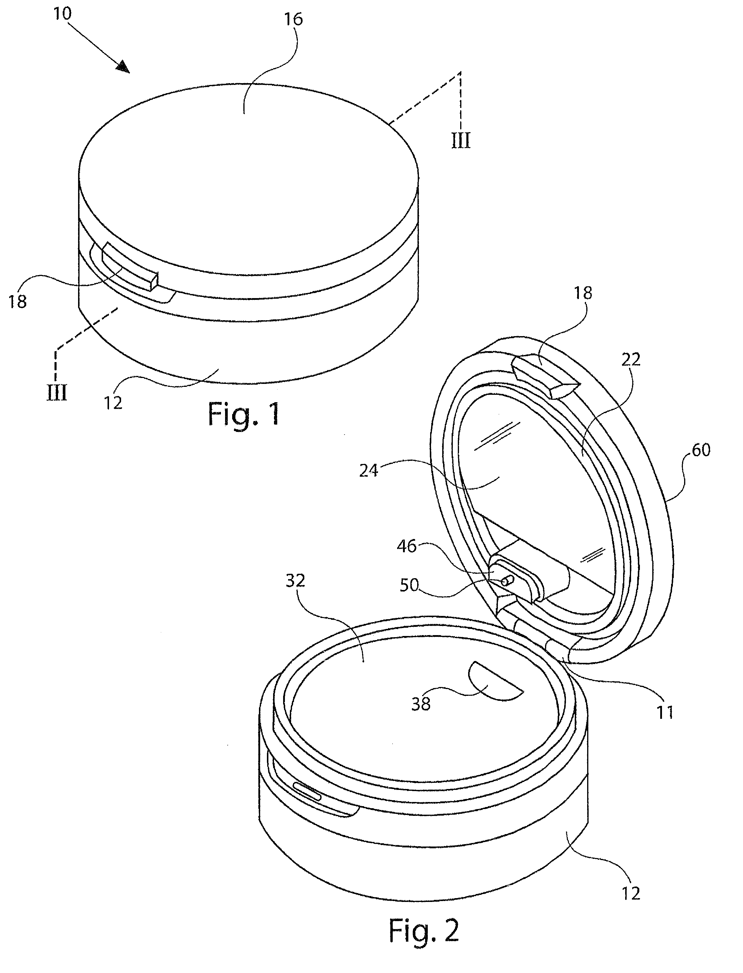 Metered powder-dispensing container