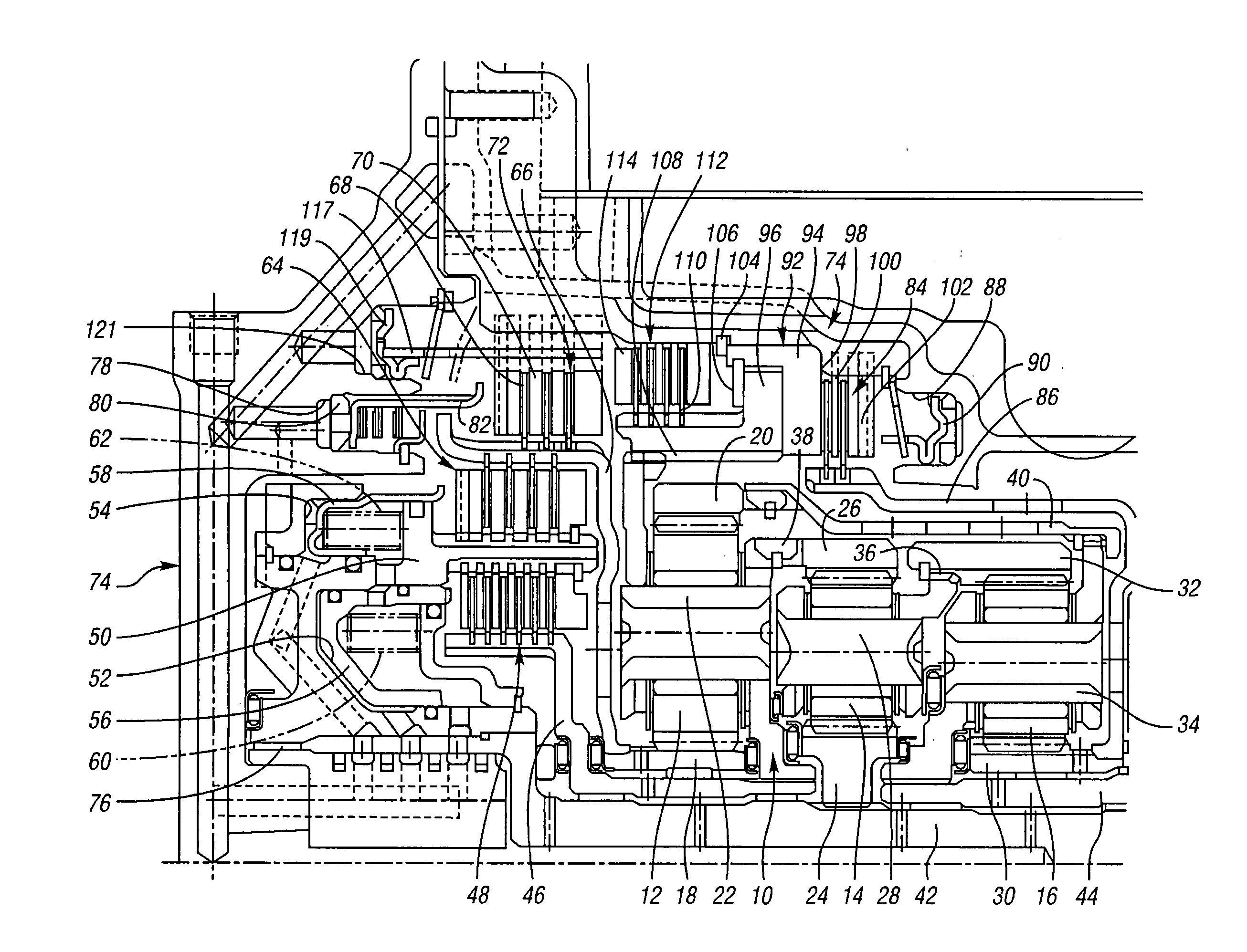 Planar coupling assembly for an automatic transmission