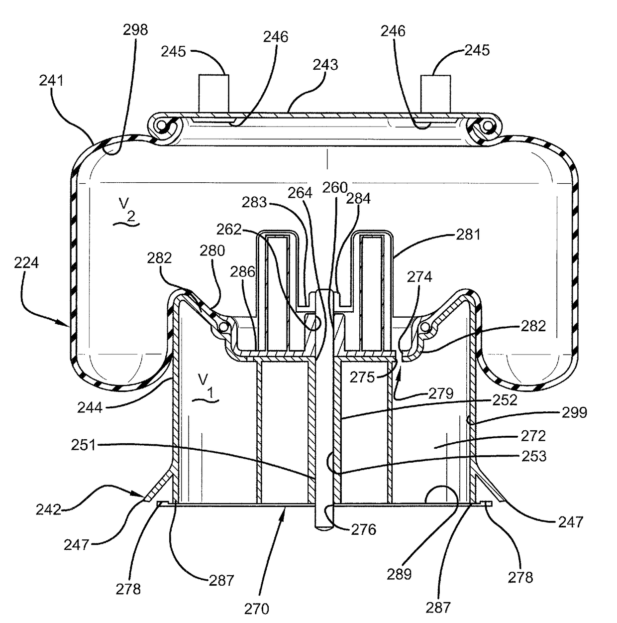 Air spring with damping characteristics for heavy-duty vehicles