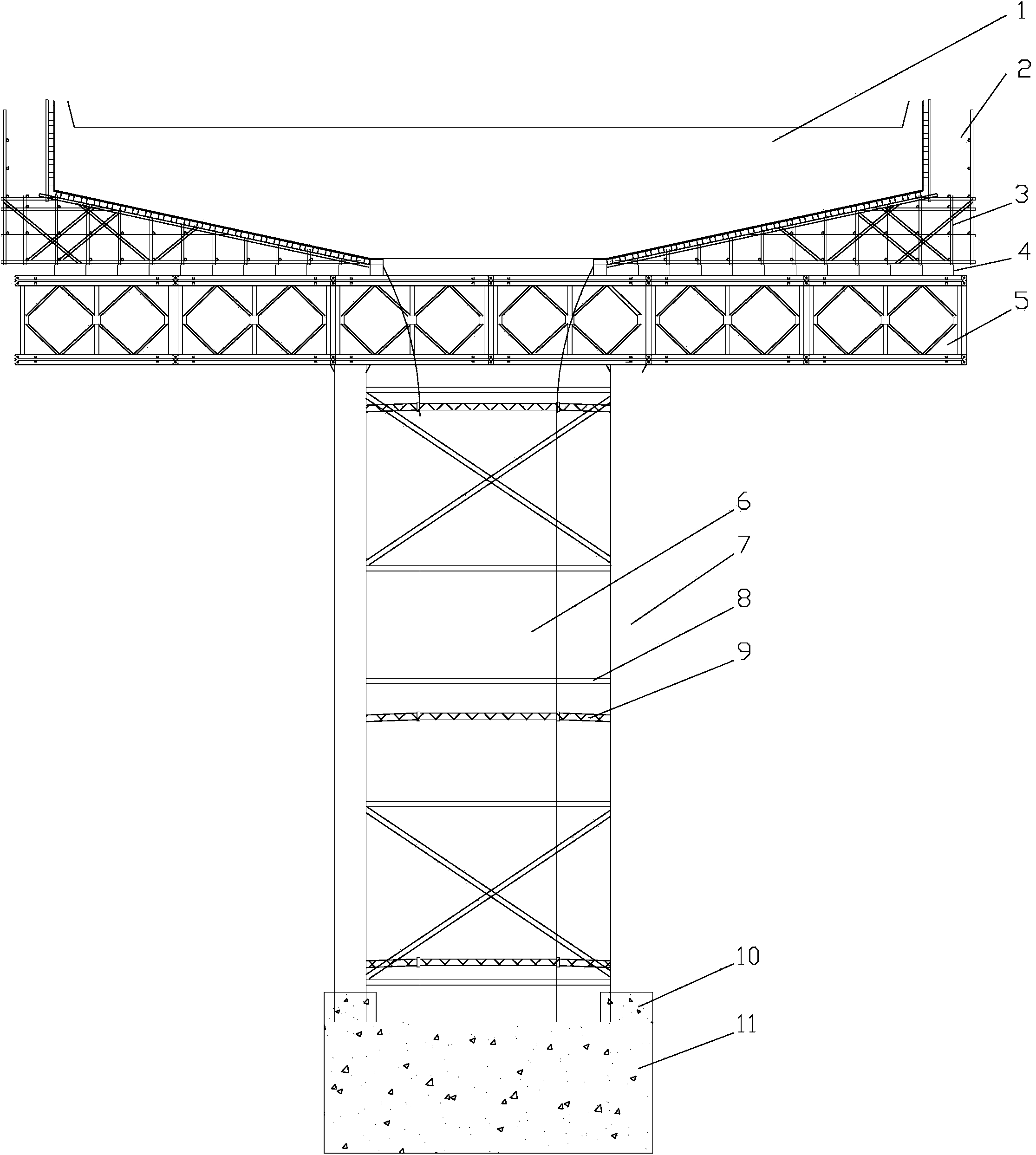 Integrated construction method of support of large cantilevered capping beam and vertical column