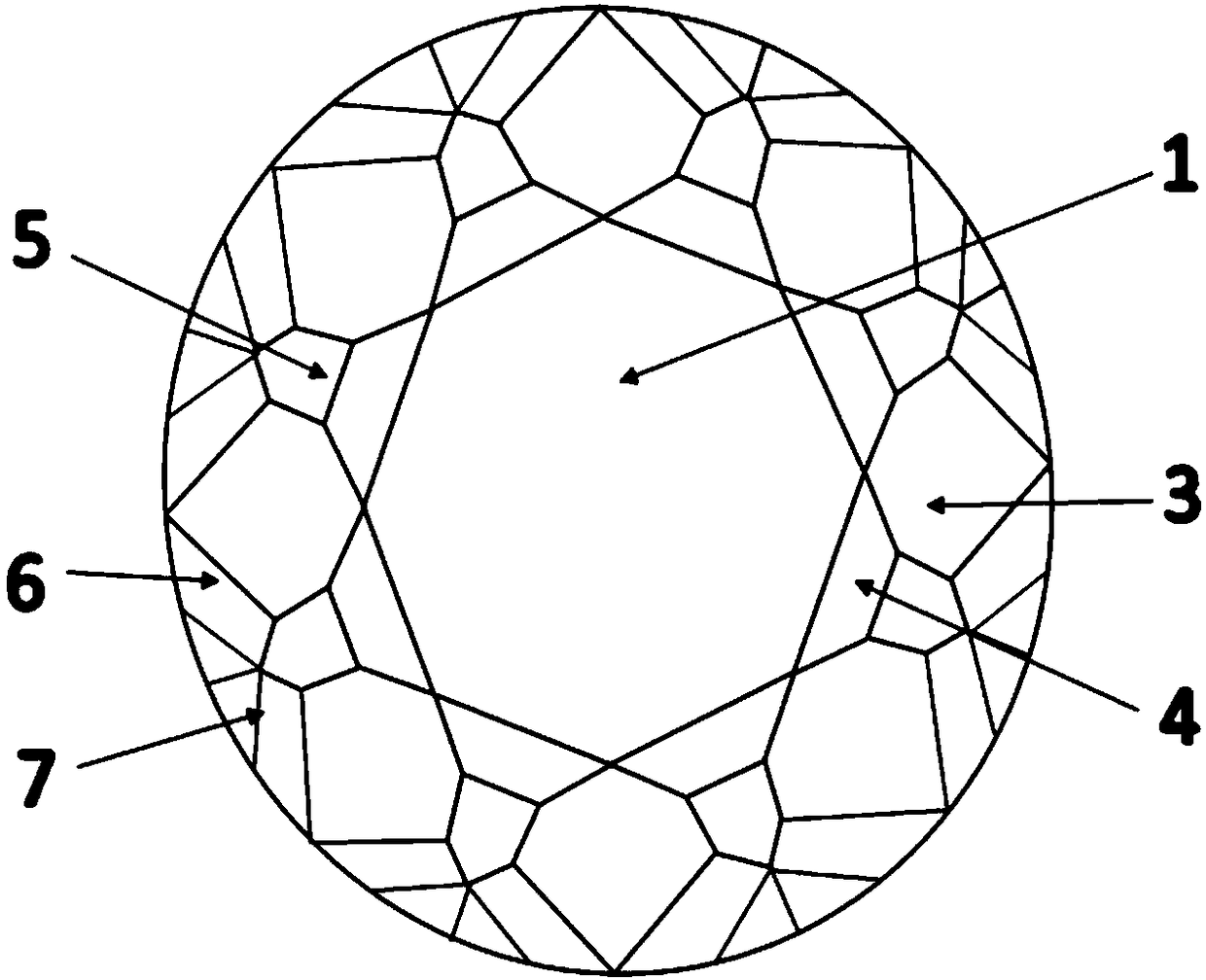 Diamond structure with interior cross-star pattern