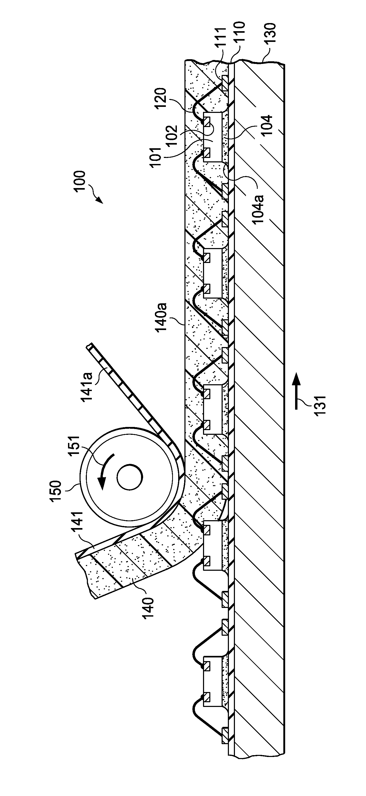 Roll-on encapsulation method for semiconductor packages