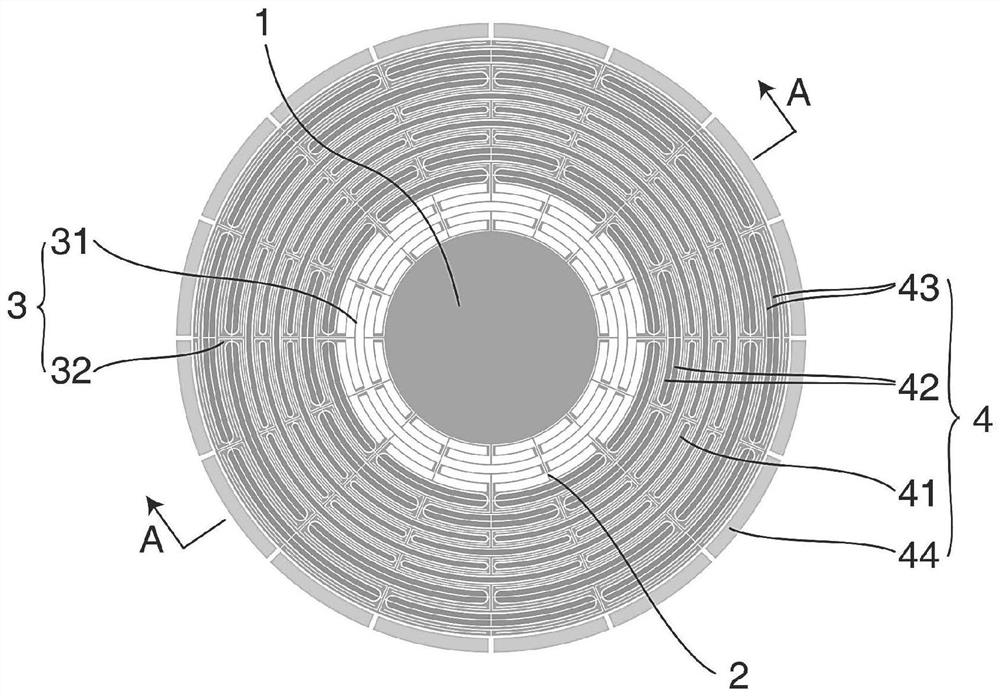 Nested ring microelectromechanical vibrating gyroscope with meandering flexible rings