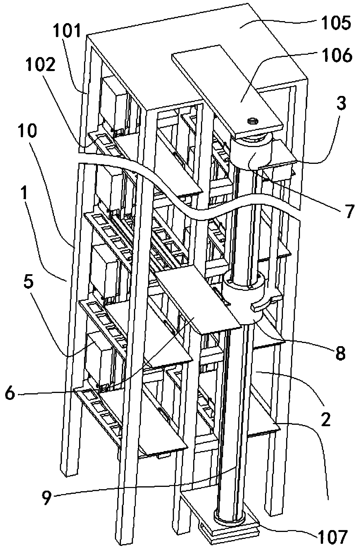 A semi-rotary high-rise parking tower