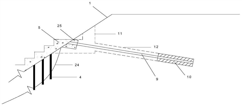 Umbrella-ladder-shaped landslide prevention and control structure and construction method thereof