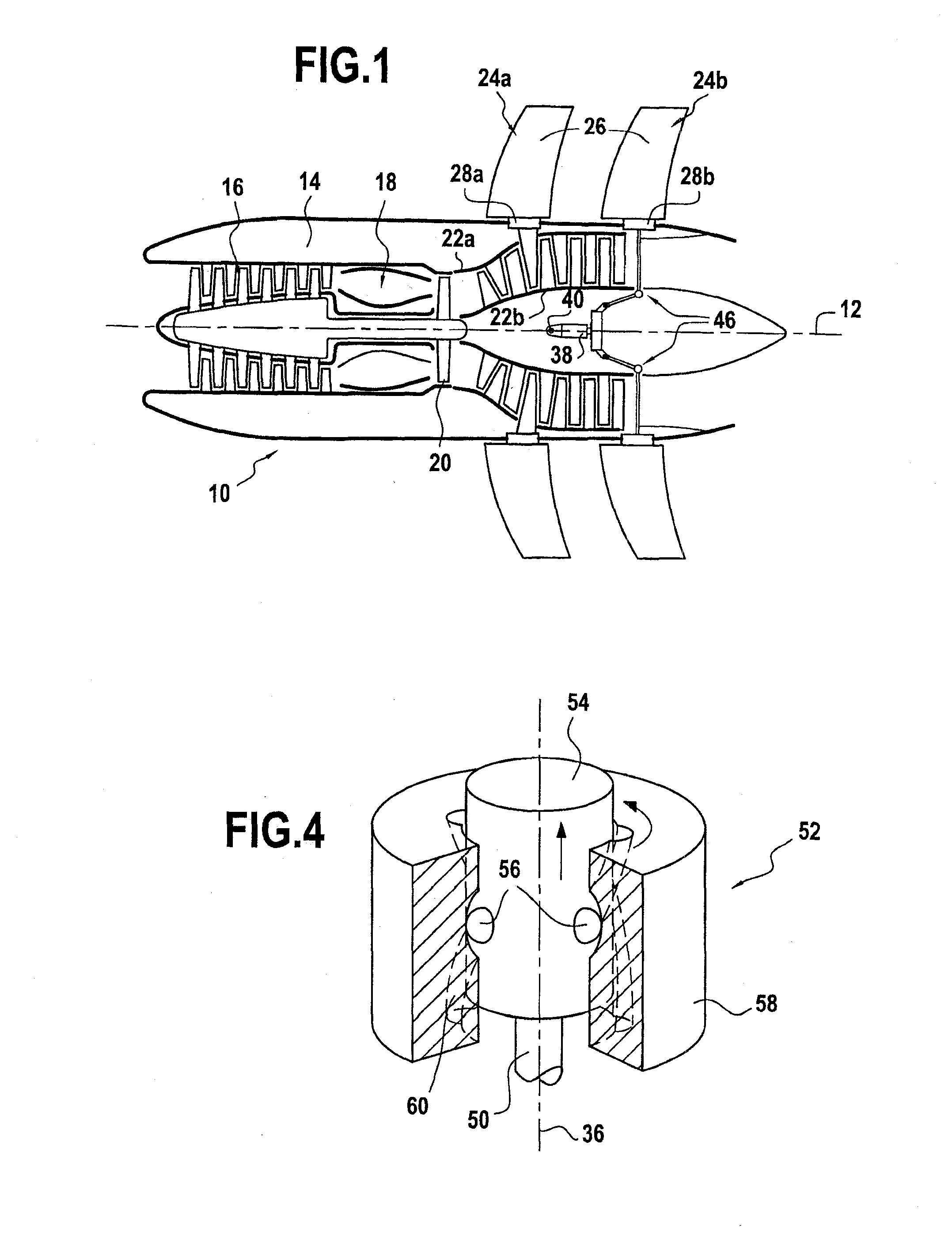 Stationary actuator device for controlling the pitch of fan blades of a turboprop