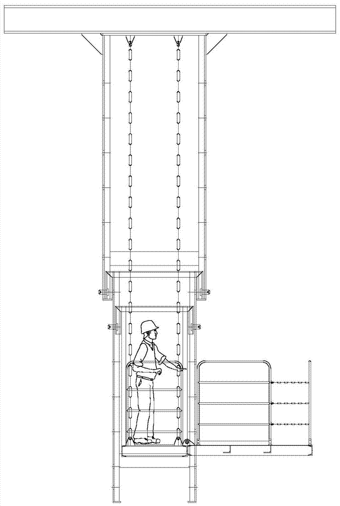 Guide frame type wellhead small platform lifting device