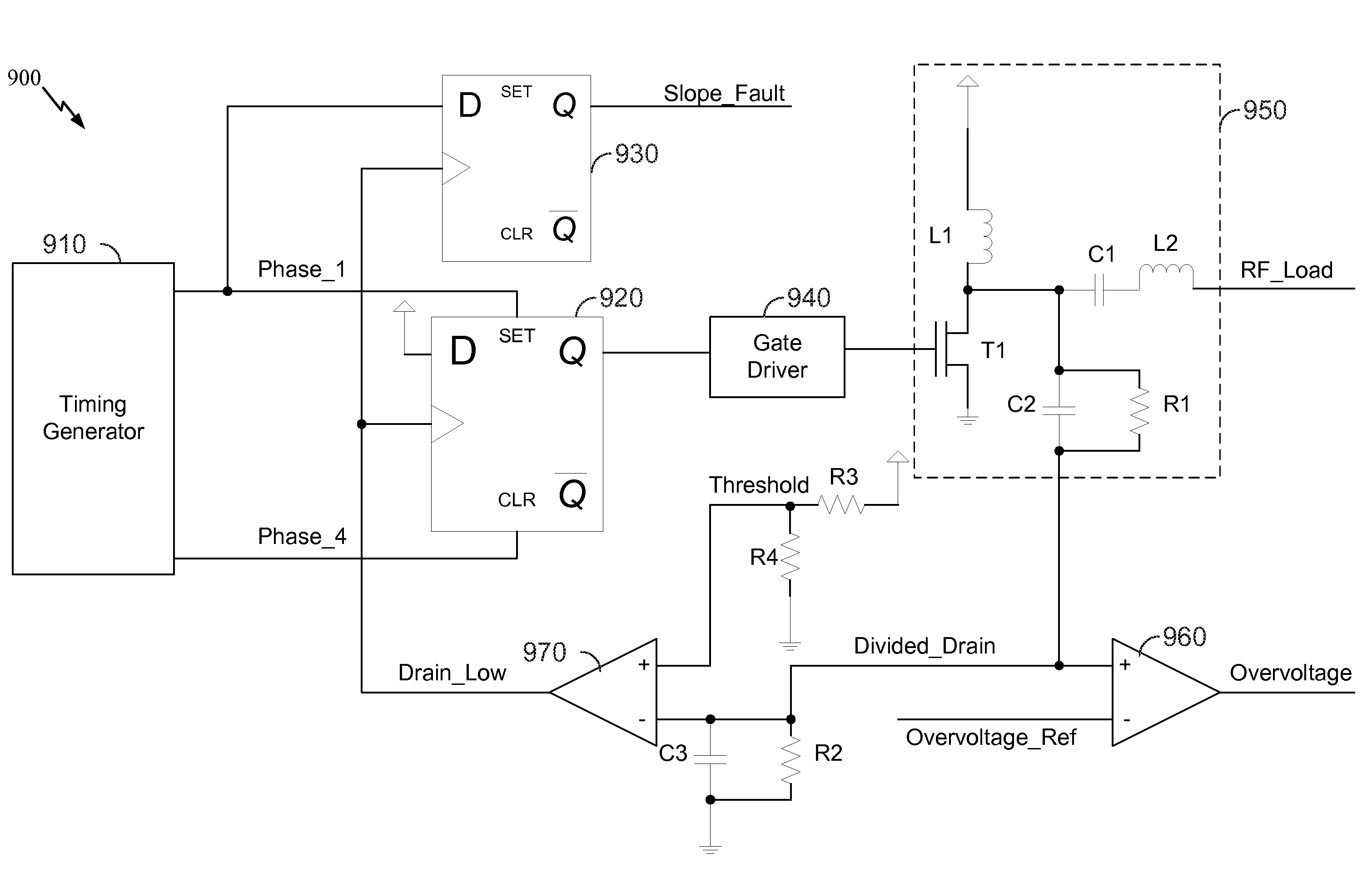 Class e amplifier overload detection and prevention