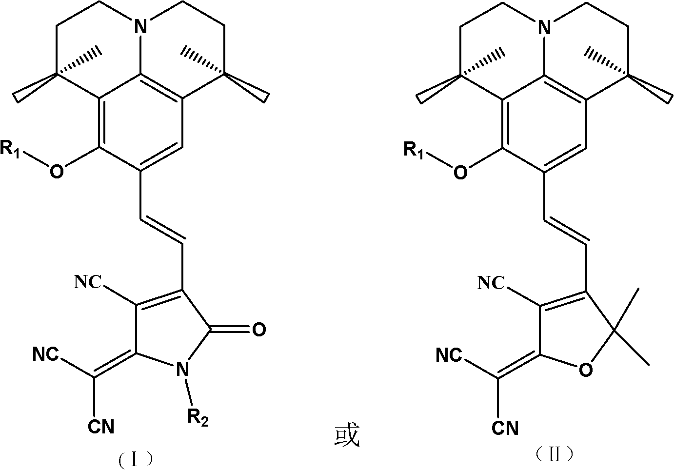 Second-order nonlinear optical chromophore having D-pi-A structure and treating julolidine derivative as donor, and synthetic method and use thereof