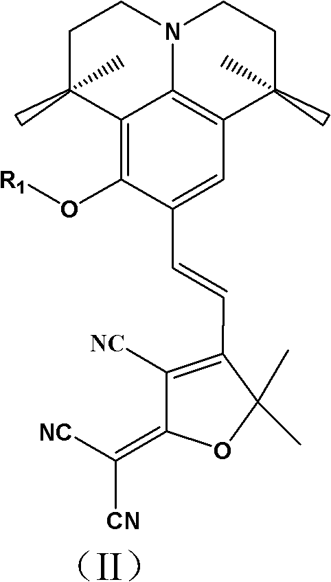 Second-order nonlinear optical chromophore having D-pi-A structure and treating julolidine derivative as donor, and synthetic method and use thereof