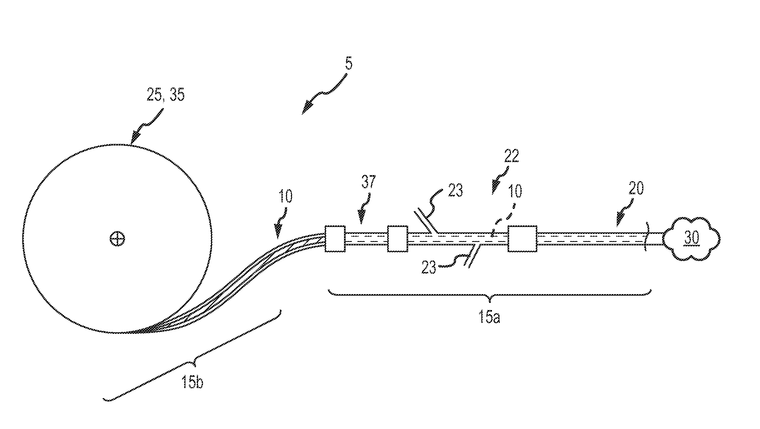 Continuous embolic coil and methods and devices for delivery of the same