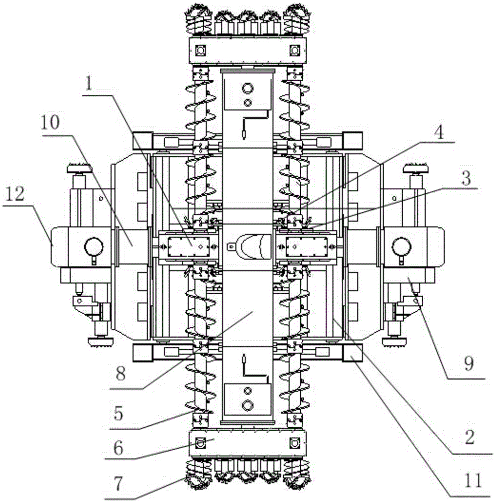 Bi-directional five-drill-bit drilling type coal mining equipment