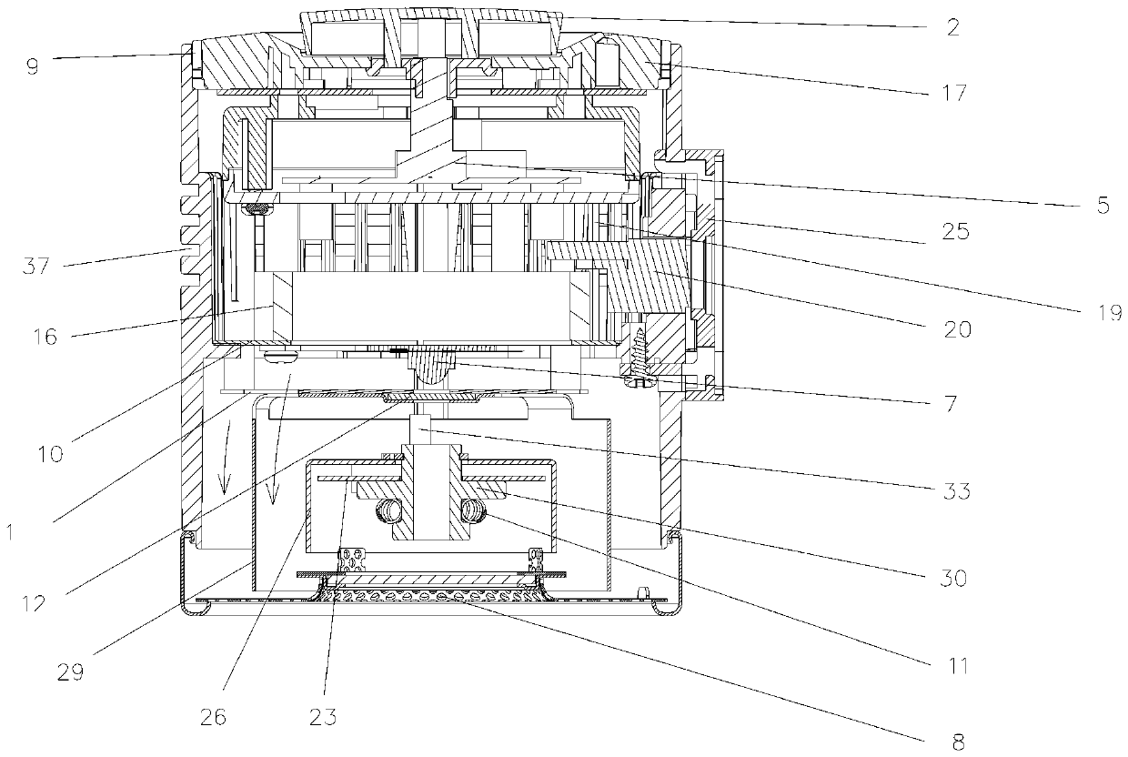 Directional heat transfer structure of an electronic photothermal health care treatment instrument