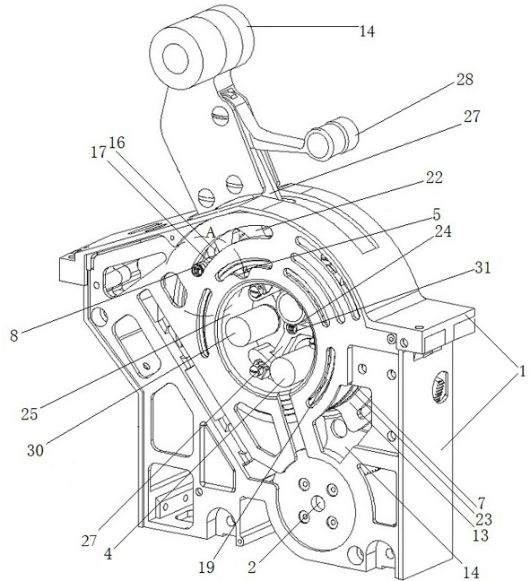 Throttle platform positive and negative push rod interlocking transmission mechanism