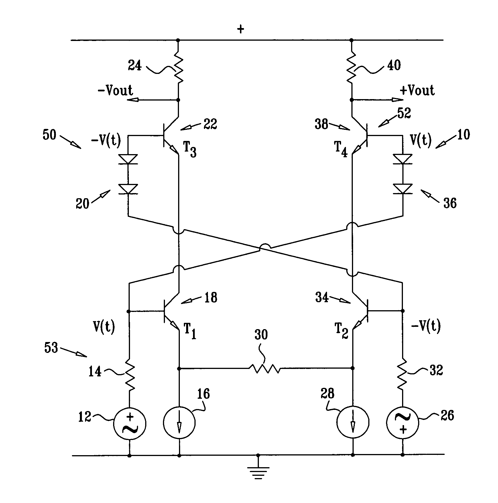 Multi-port cross-connected multi-level cascode differential amplifier