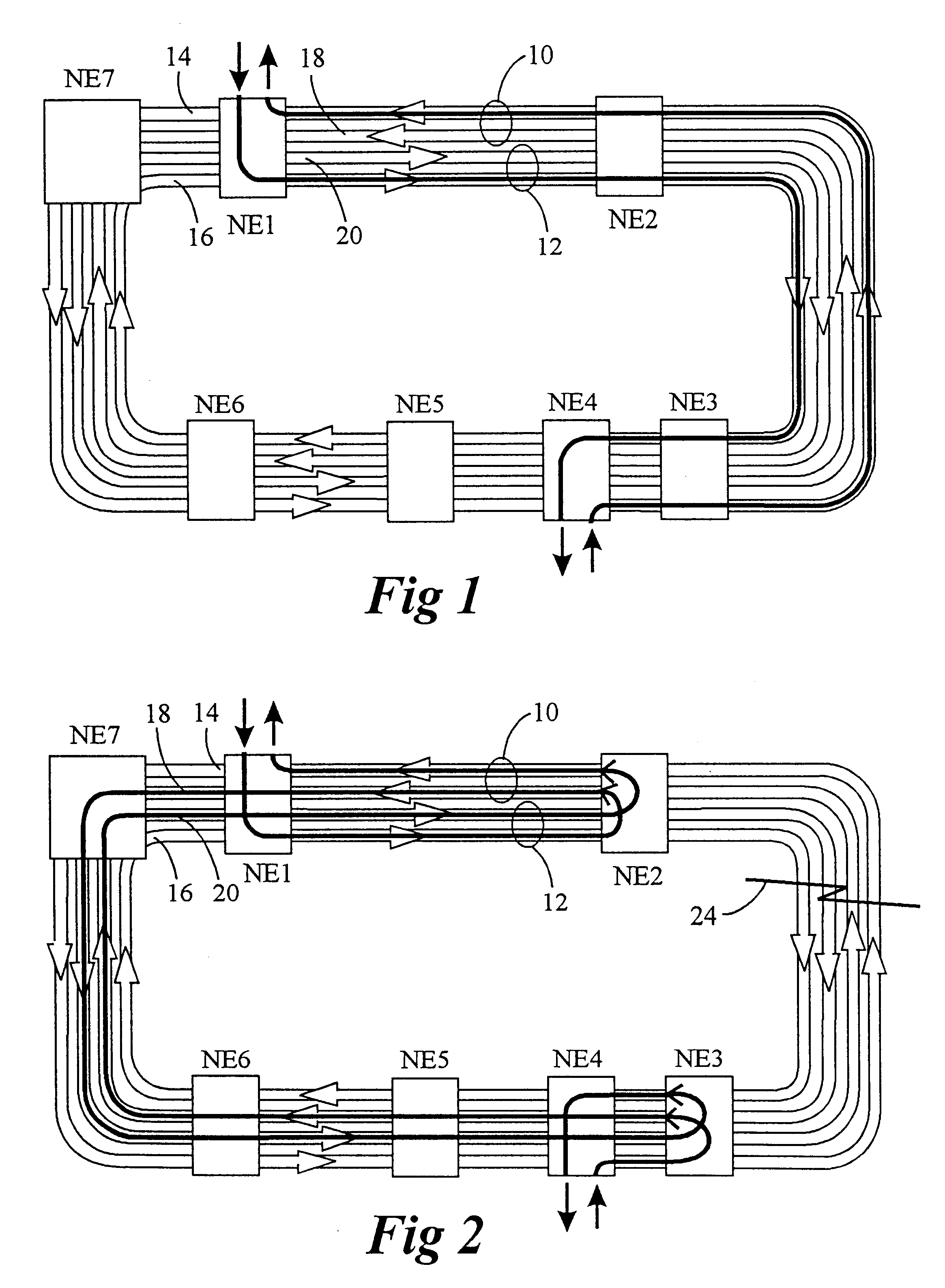 Optical inter-ring protection having matched nodes