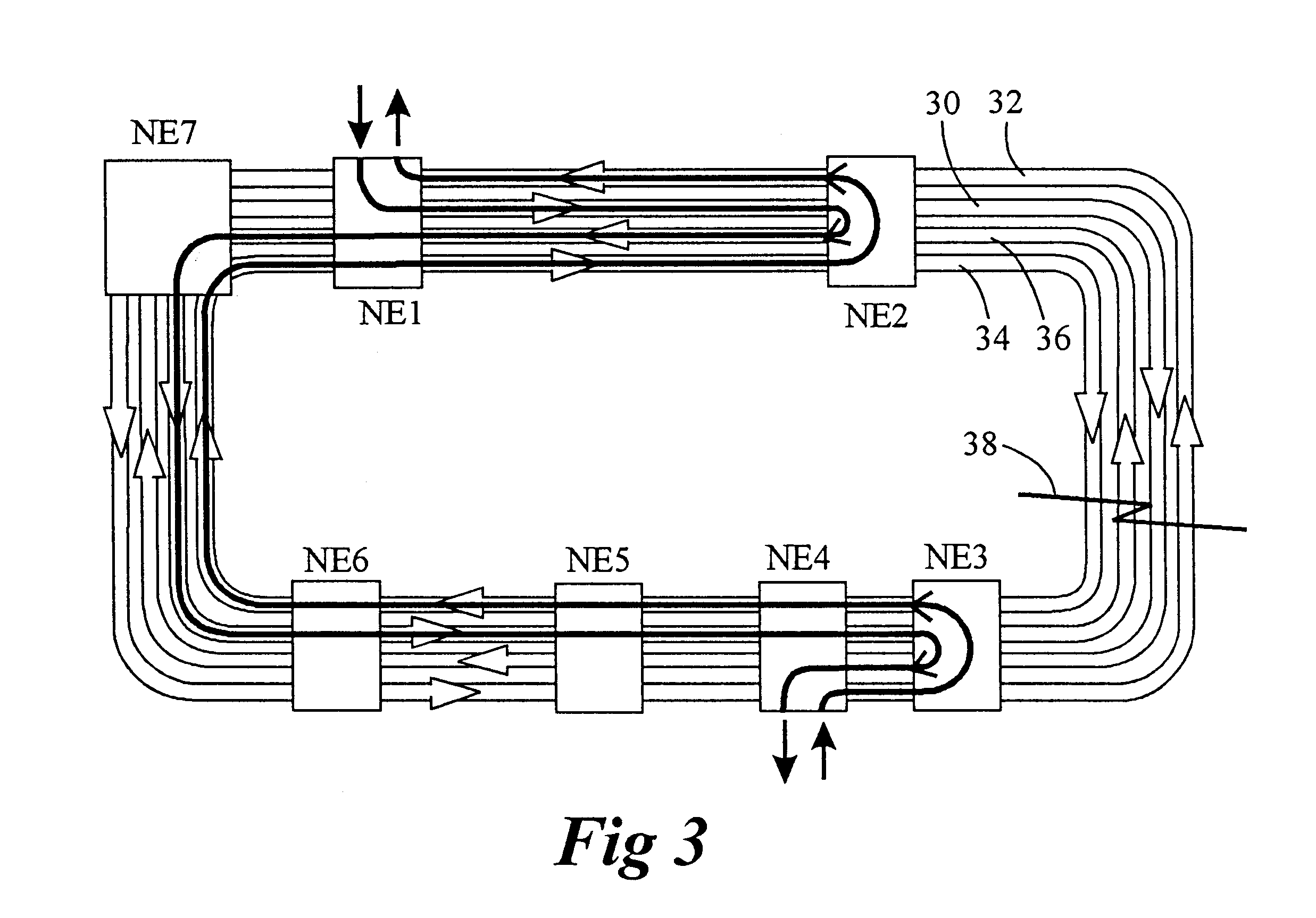 Optical inter-ring protection having matched nodes