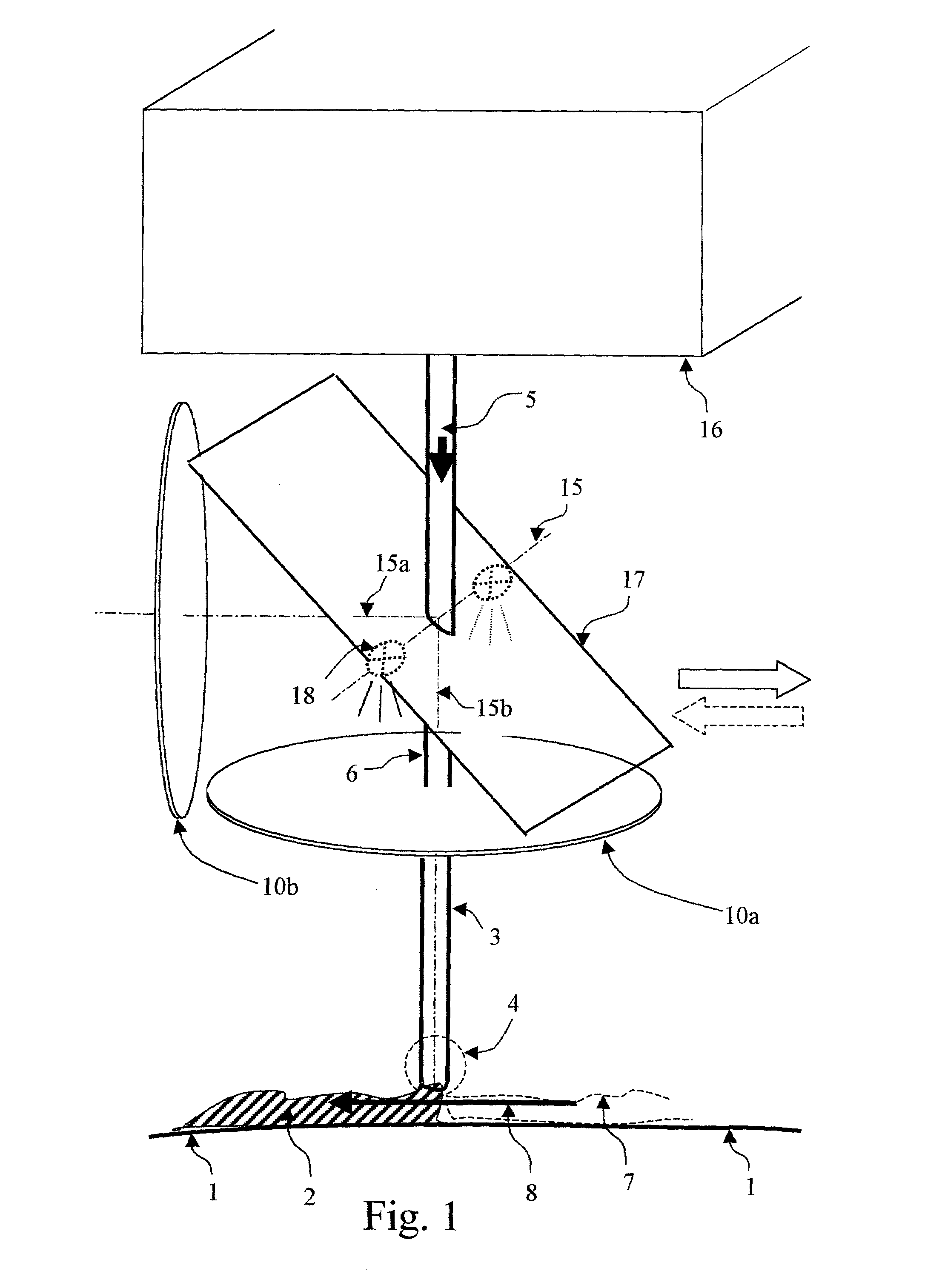 Optical guide and online control of a tool