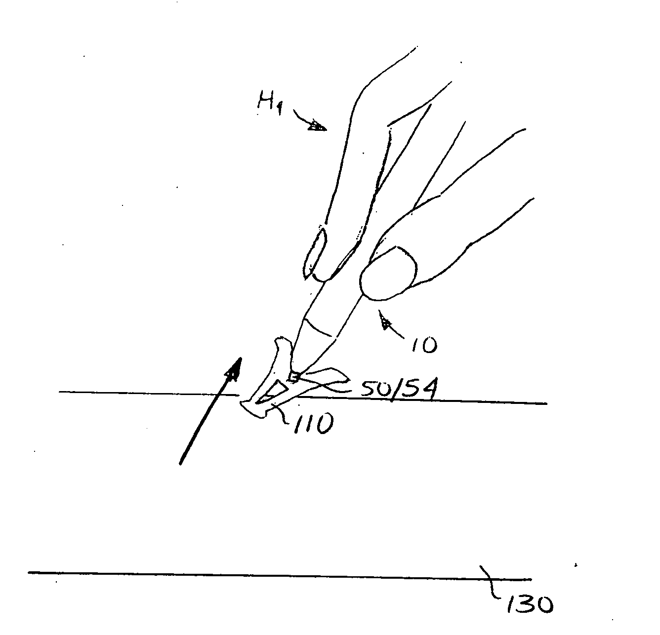 Hand-held pick-and-place apparatus with adhesive grasping element, components thereof, and associated methods