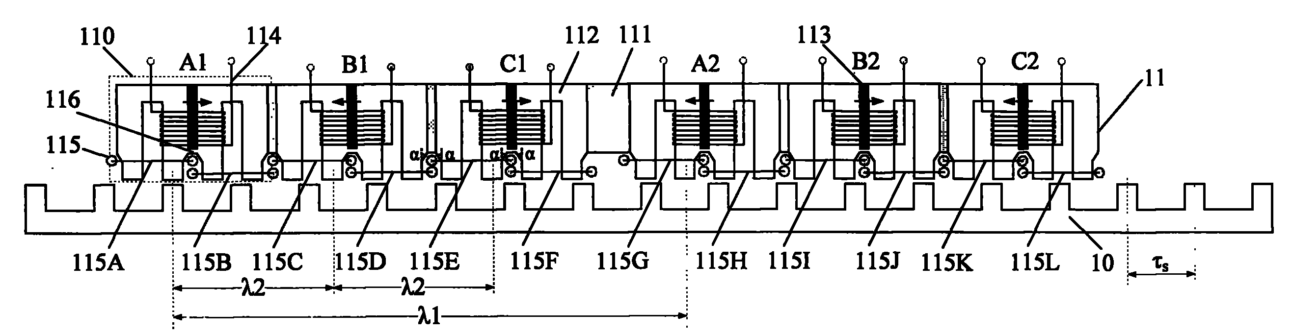 Complementary modular hybrid excited linear motor