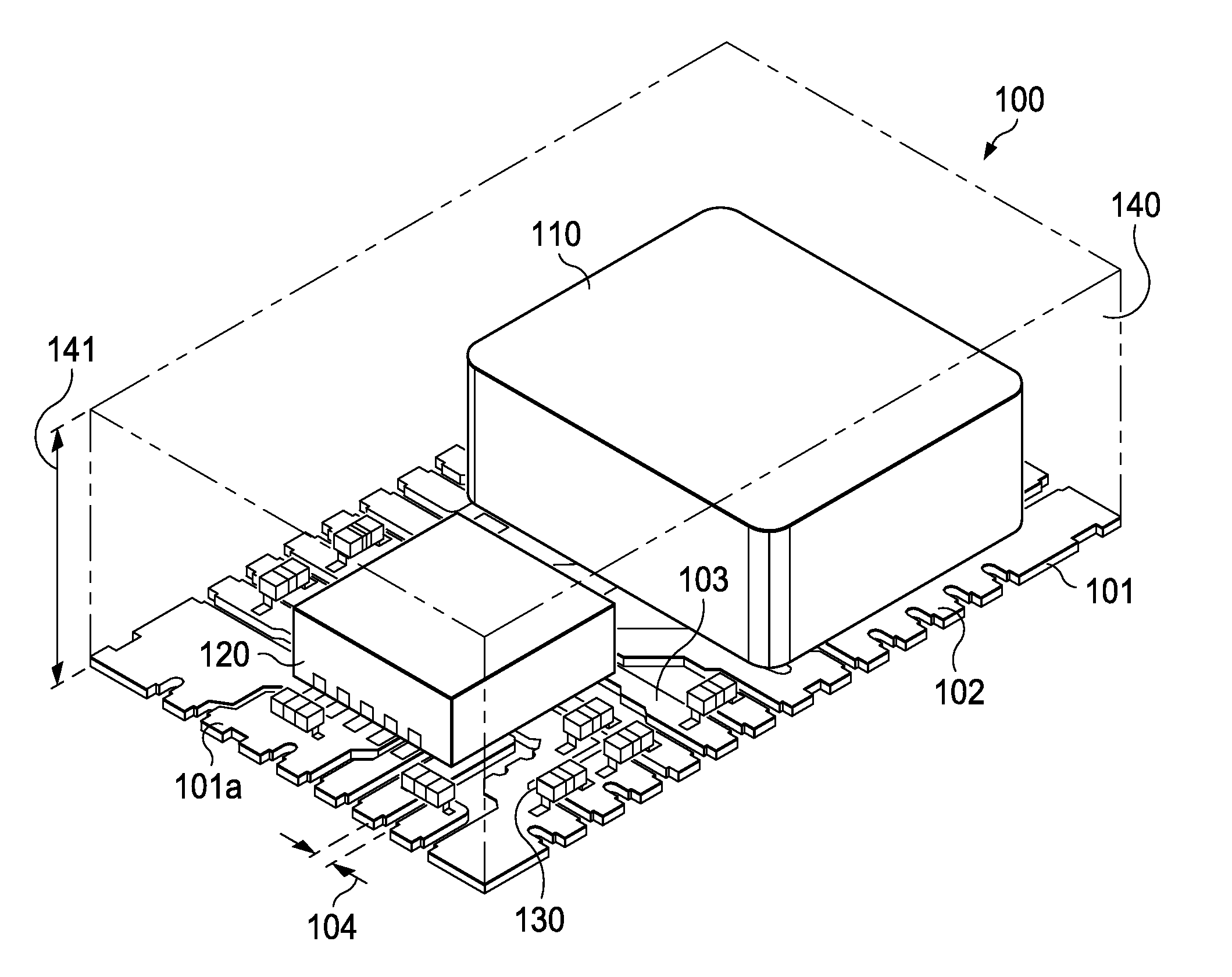 Multi-Component Electronic System Having Leadframe with Support-Free Cantilever Leads