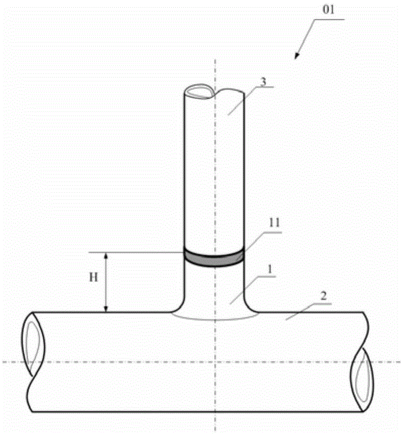 Local postweld heat treatment method for three-way branch pipe butt joint